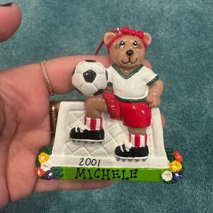 Soccer Bear Christmas Ornament